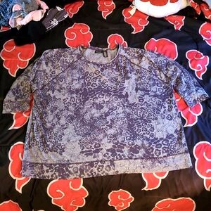 DKNY Jeans Women's Plus Size 3/4 Sleeve Grey Cheetah Print Tee, Size 22/24W Fair